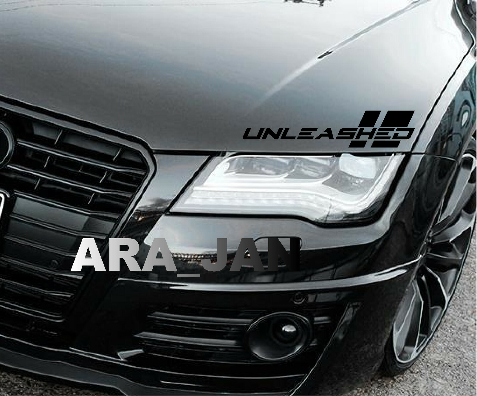 UNLEASHED Decal Sticker Sport car racing stripe turbo emblem logo 2 PCS (PAIR)