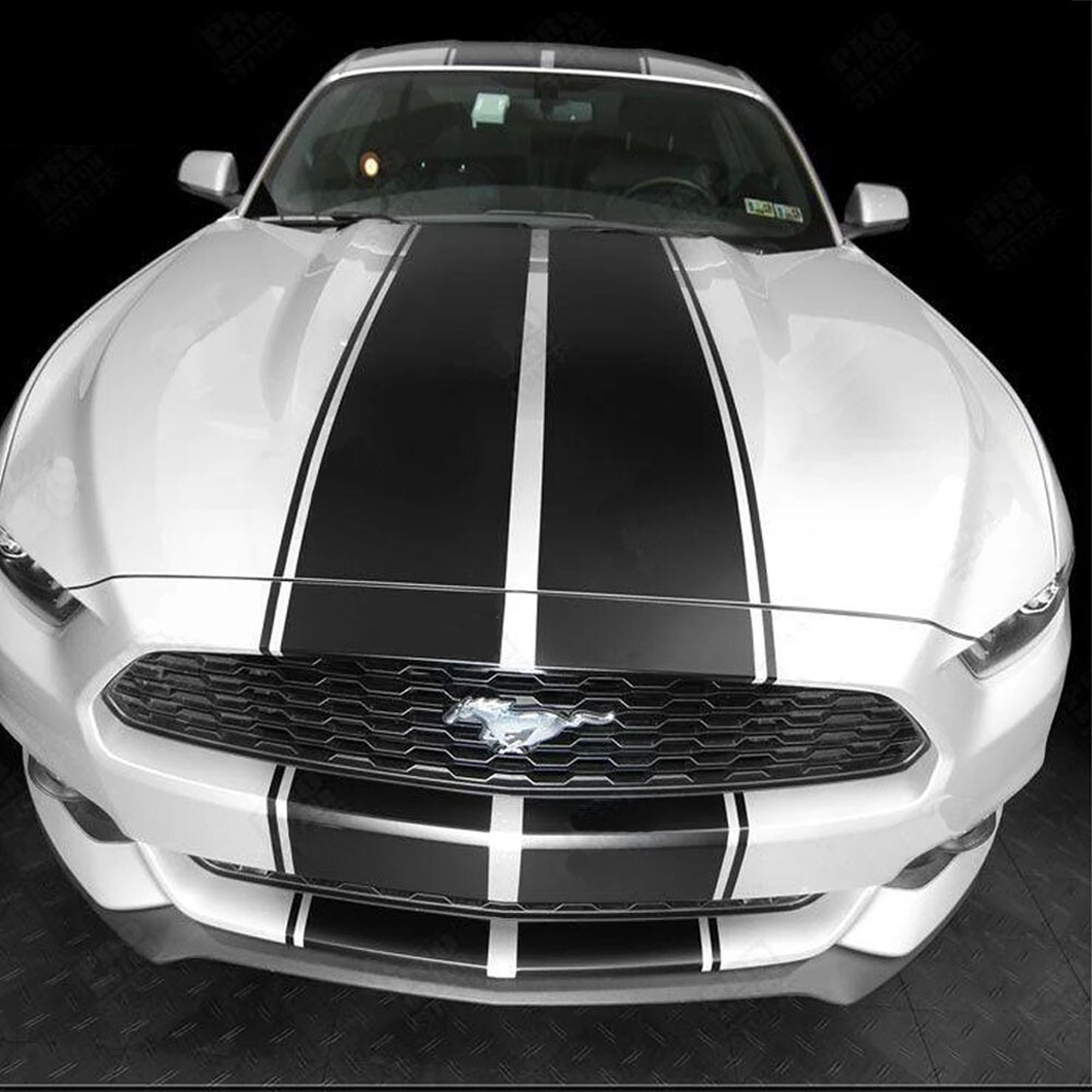 236” Black Hood Roof Trunk Rally Racing Stripe Decal Sticker For Ford Mustang
