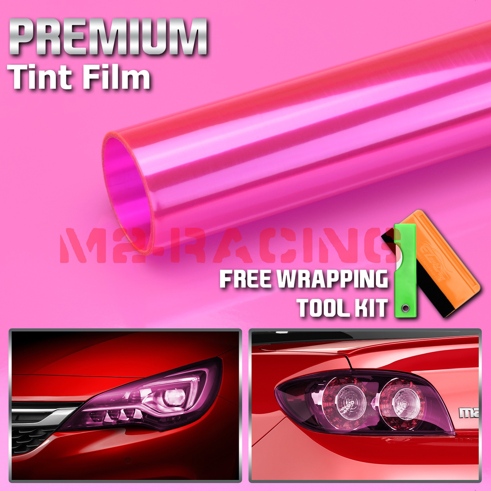 Gloss Pink Color Headlight Taillight Auto Protective Lamp Lights Tint Film Vinyl