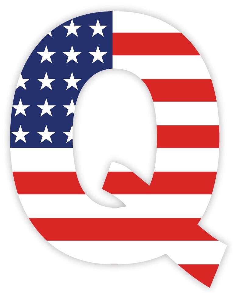 Letter Q USA flag sticker decal 4″ x 5″