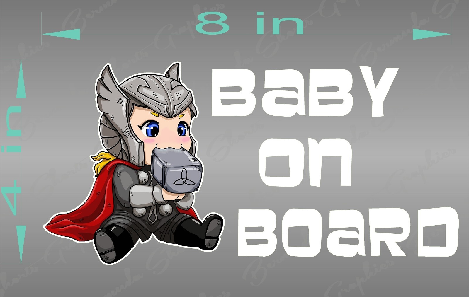 THOR Baby on Board Vinyl Vehicle Window Kids Graphics Bumper Stickers