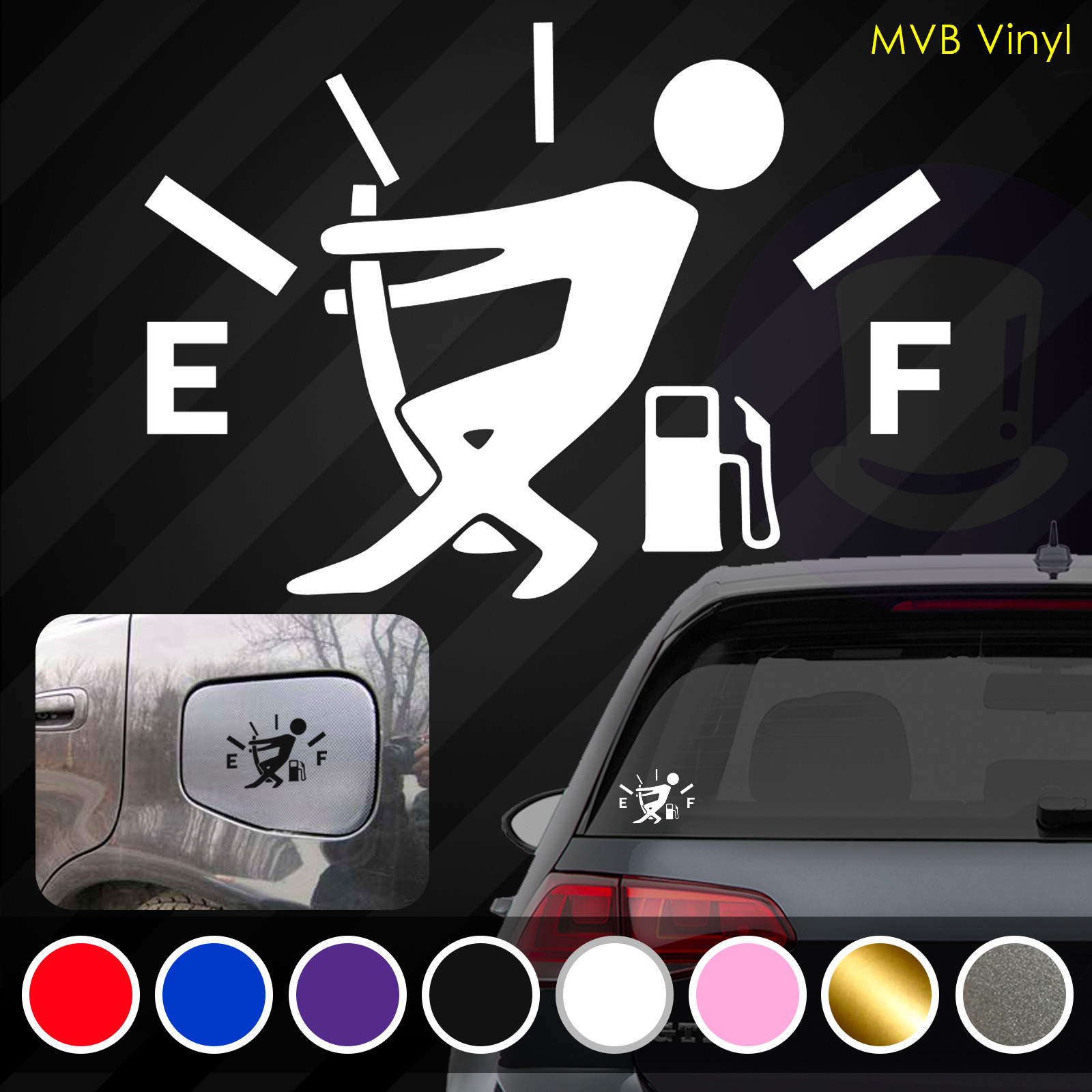 Low Gas Guy Funny Vinyl Decal Car Truck Sticker | Stickman Fuel Door Gauge JDM