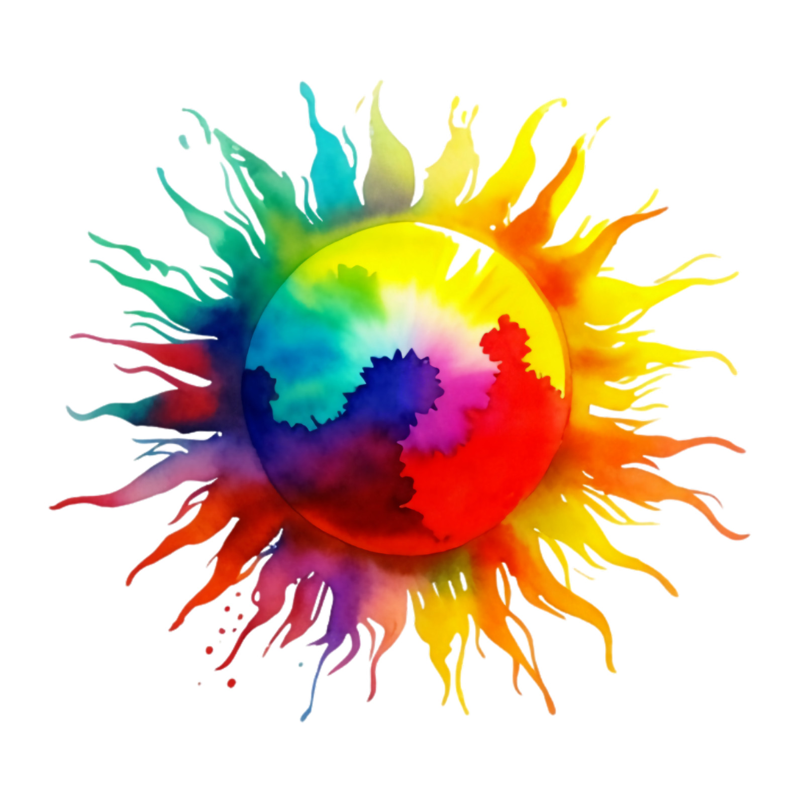 Sun Sticker 4″ Beautiful Colorful Rainbow Rays Summer Vibrant Positive Paint