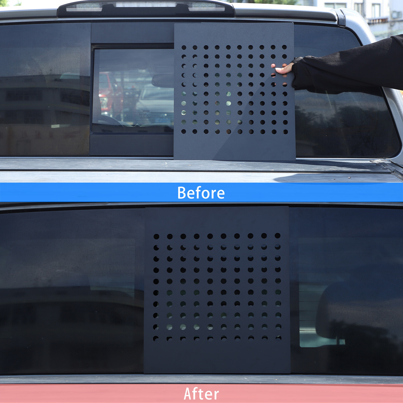 Black Aluminum Rear Window Center Cover plate Trim For Nissan Titan 16-23