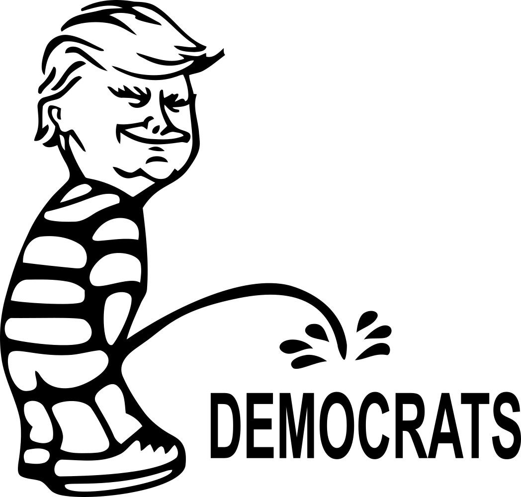 Trump pee piss on Democrats funny political sticker 6″x6″ new