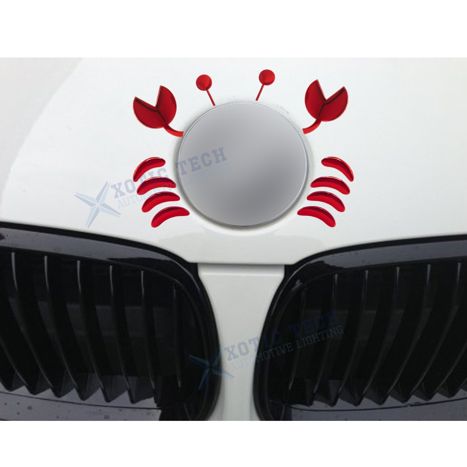 Red 3D Cute Crab Style Sticker for Car Logo Decoration Exterior Waterproof 1PC
