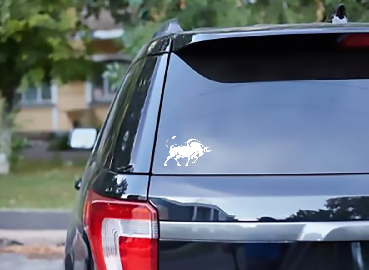 BULL STYLE DECAL STICKER WHITE Vinyl DIABLO HORNS TAURUS COOL