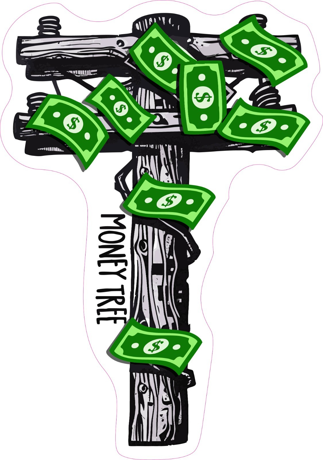 Lineman Money Tree Blue Collar Funny Hard Hat Vinyl Bumper Sticker Window Decal