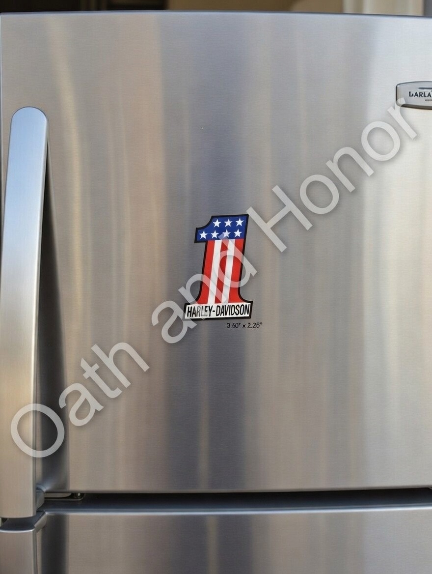 Harley-Davidson #1 American Flag Patriotic Fridge Magnet 3.5″ x 2.25″ USA Pride