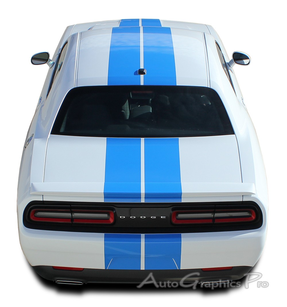 Rally Racing Stripes Hood Vinyl Graphics Decals for 2015-2023 Dodge Challenger