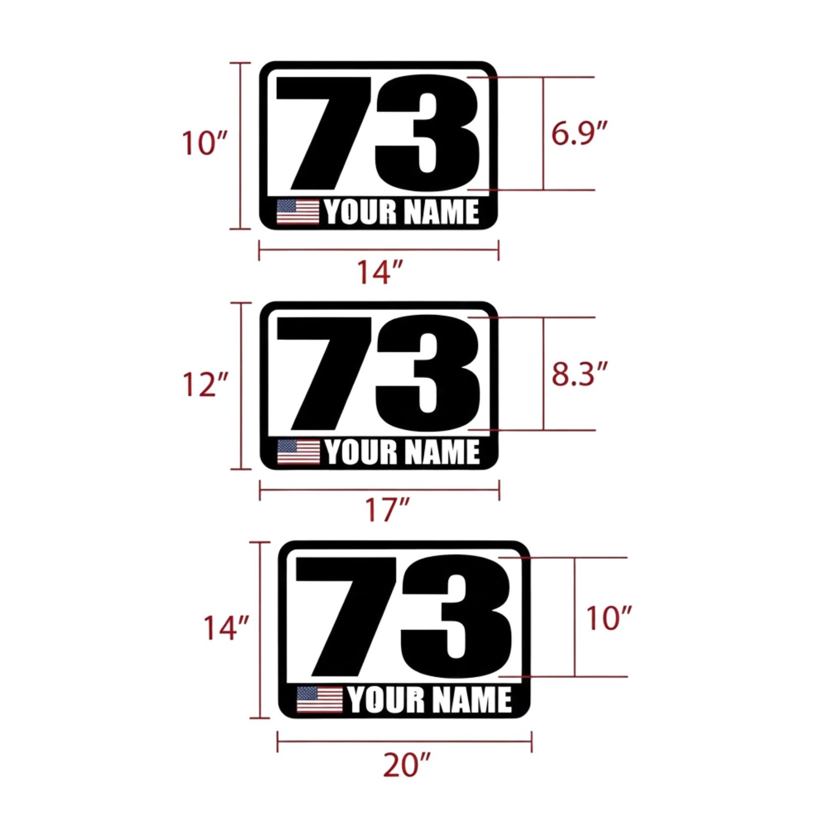 2x Custom Racing Track Day Autocross Any Numbers Name Flag Car Door Vinyl Decal