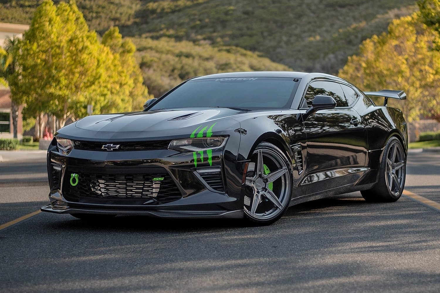 Fierce Lime Green Claw Marks Headlight Decal for Sports Cars – Fade Resistant