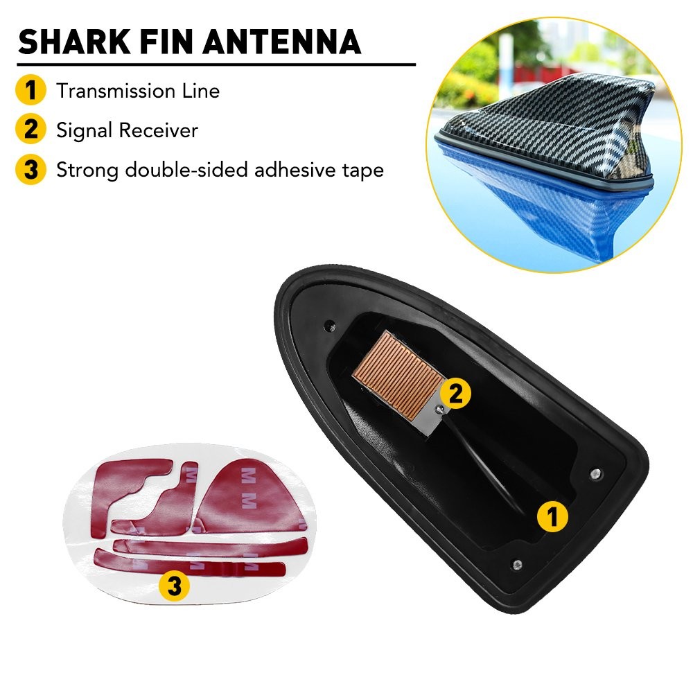 Shark Fin Car Roof Antenna Radio FM/AM Signal Aerial Carbon Fiber For Toy D