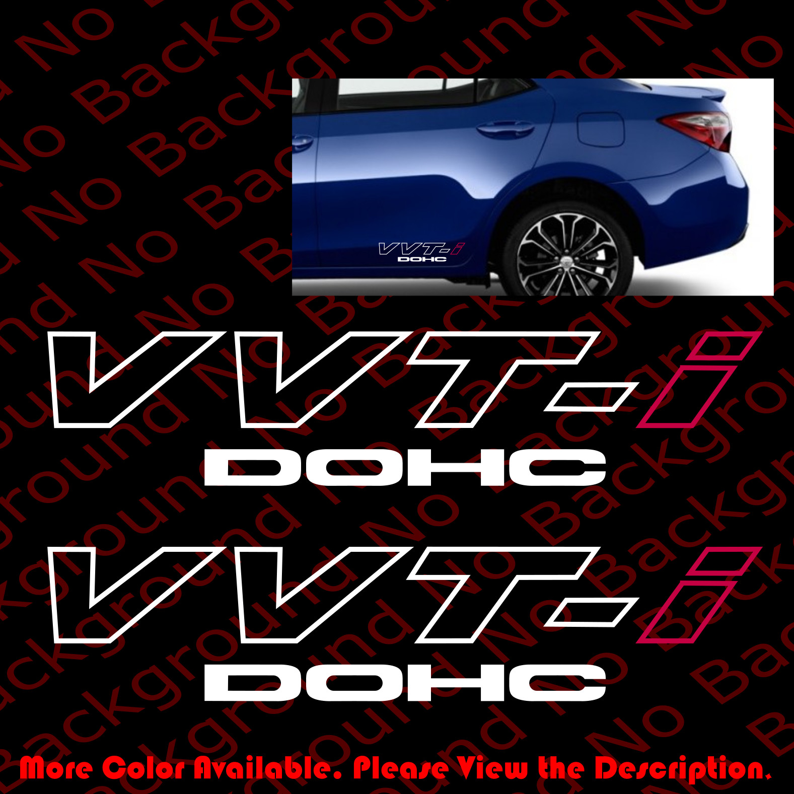 2 pieces x VVT-i VVTI DOHC Vinyl Die Cut Decals for Fender Windows Racing TY004