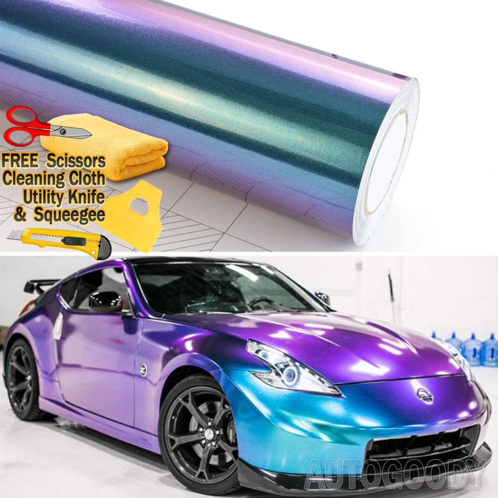 60″ x 60″ Gloss Metallic Chameleon Purple Teal Vinyl Film Wrap Air Bubble Free