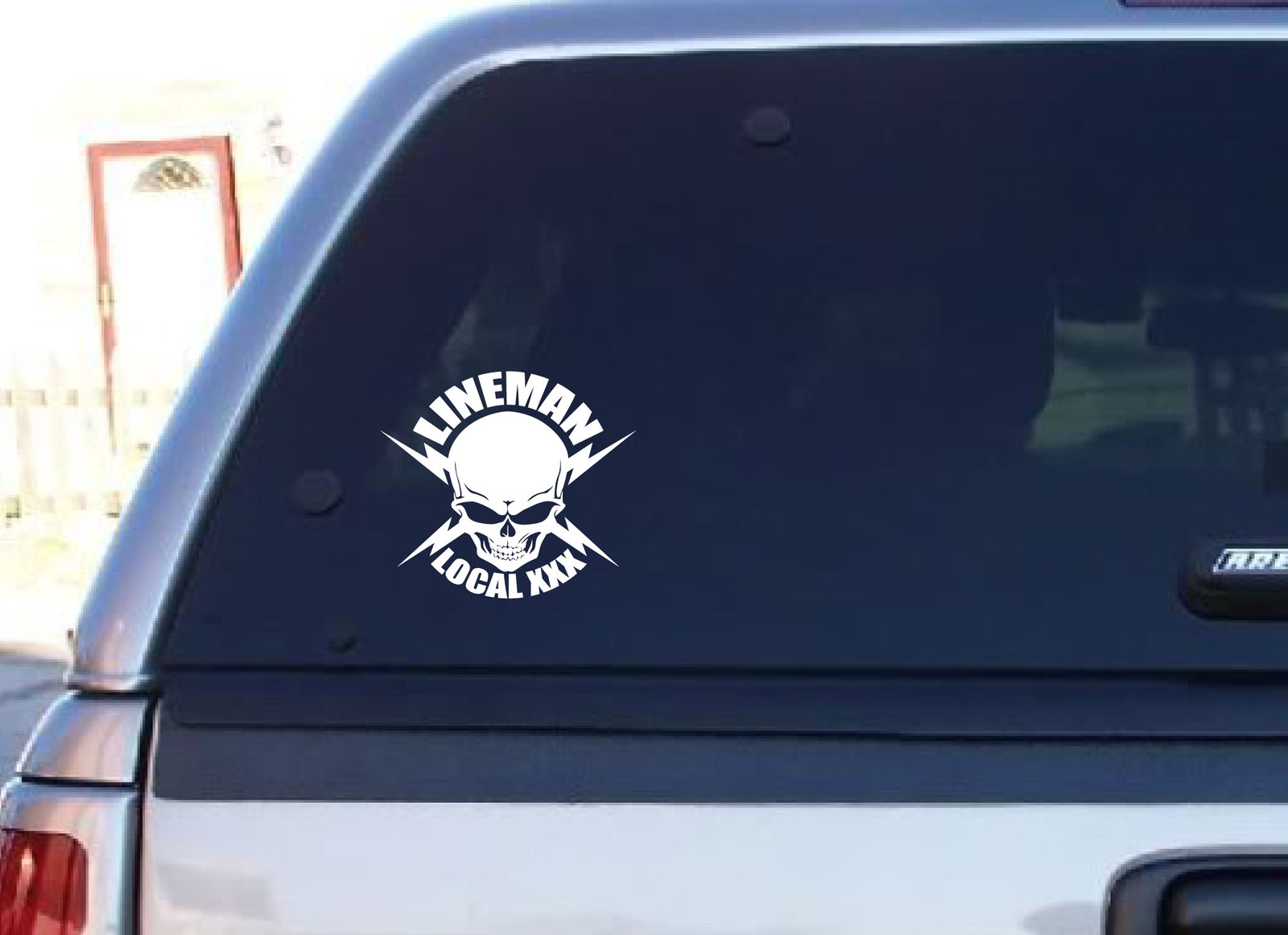 UNION SKULL IBEW ELECTRIC/LINEMAN LIGHTNINGBOLT customizable vinyl decal sticker