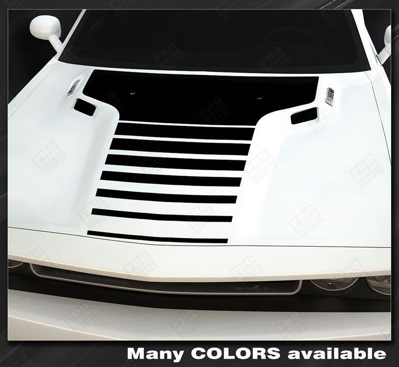 Dodge Challenger 2008-2023 Hood Front Strobe T-Stripe Decals (Choose Color)