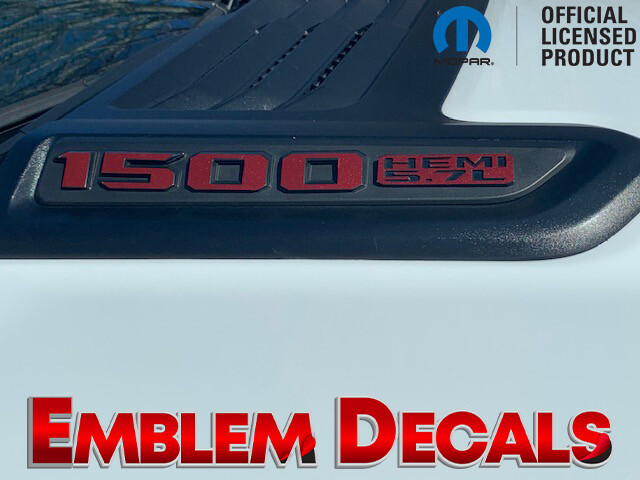 RAM REBEL or Sport Hood “1500 HEMI 5.7L” Hood Emblems Overlay Decal 2022 2023 24