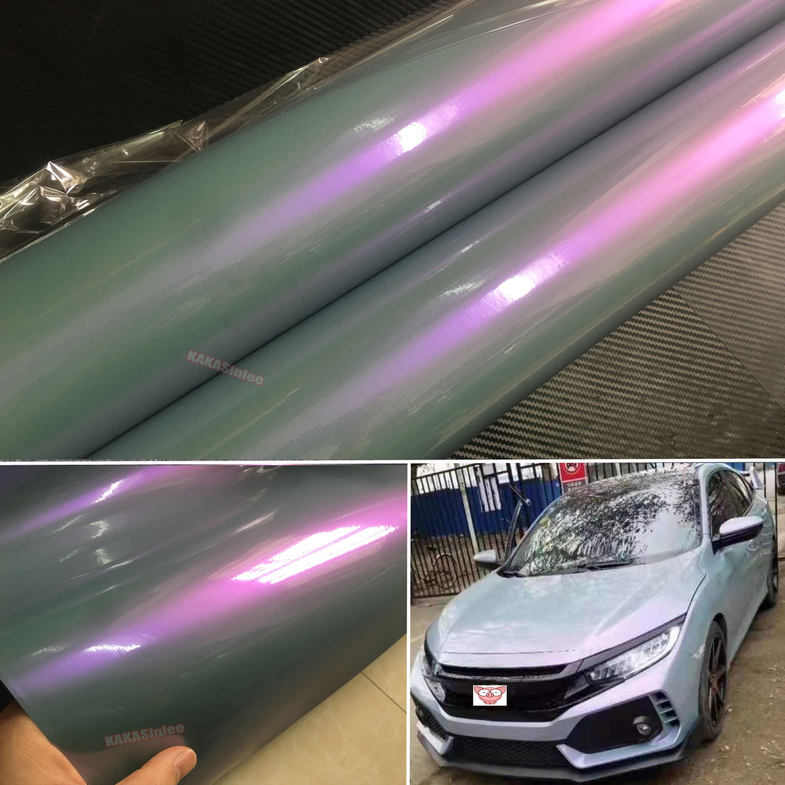 Bubble Free Grey PUR Chameleon Pearl Metal Chrome Full Car Vinyl Wrap Sticker US