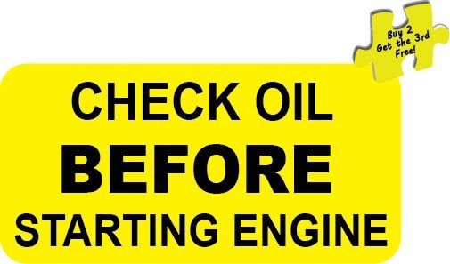 Check Oil, Coolant Before Starting Engine Safety Decal Sticker p13-14-15