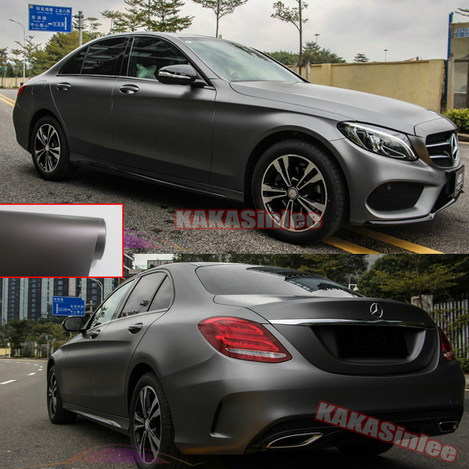 Whole Car SUV Wrap 65FT x 5FT Grey Metal Matte Satin Chrome Vinyl PVC Sticker US