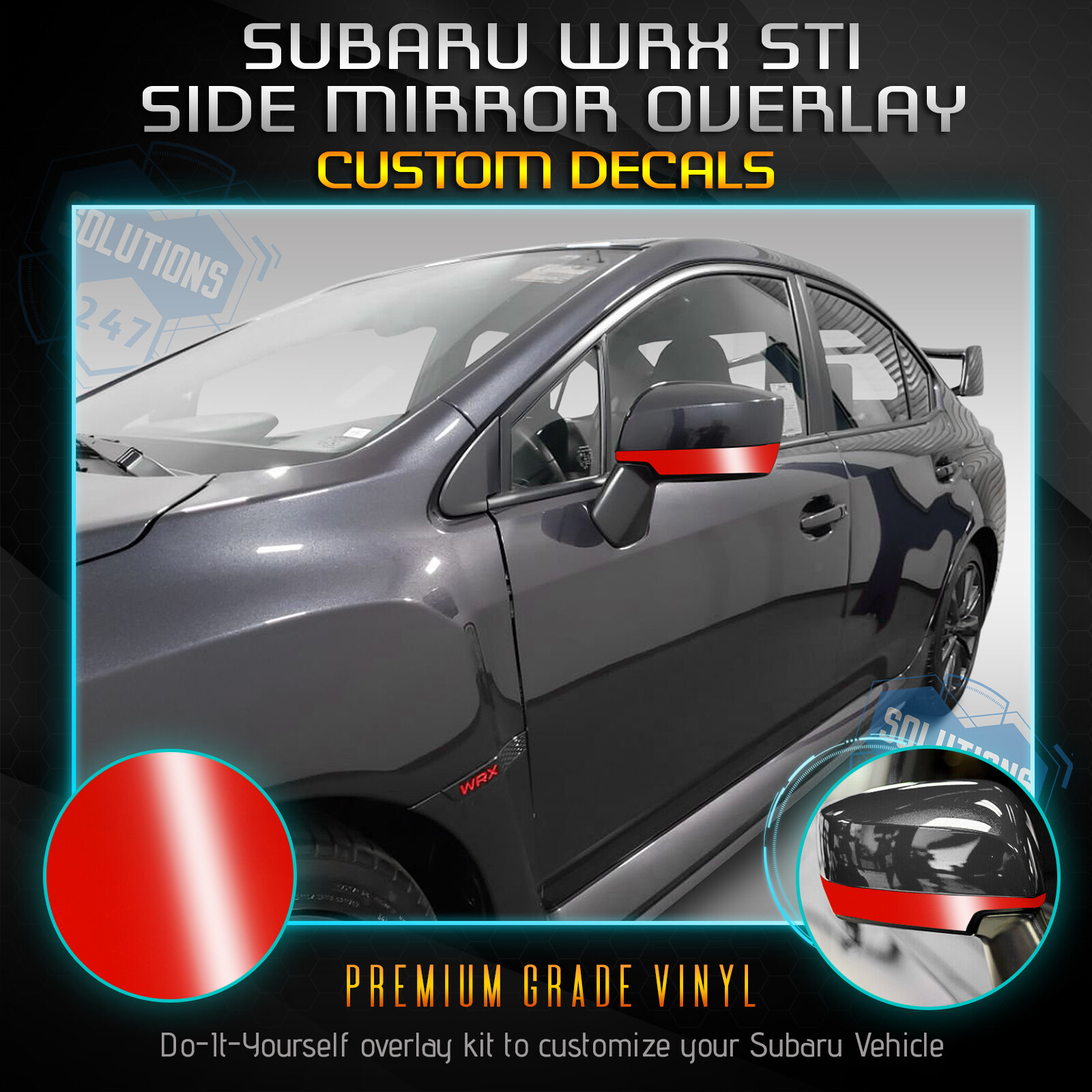 For 2015-2020 Subaru WRX STi Side Mirrors Vinyl Trim Overlay – Glossy Matte