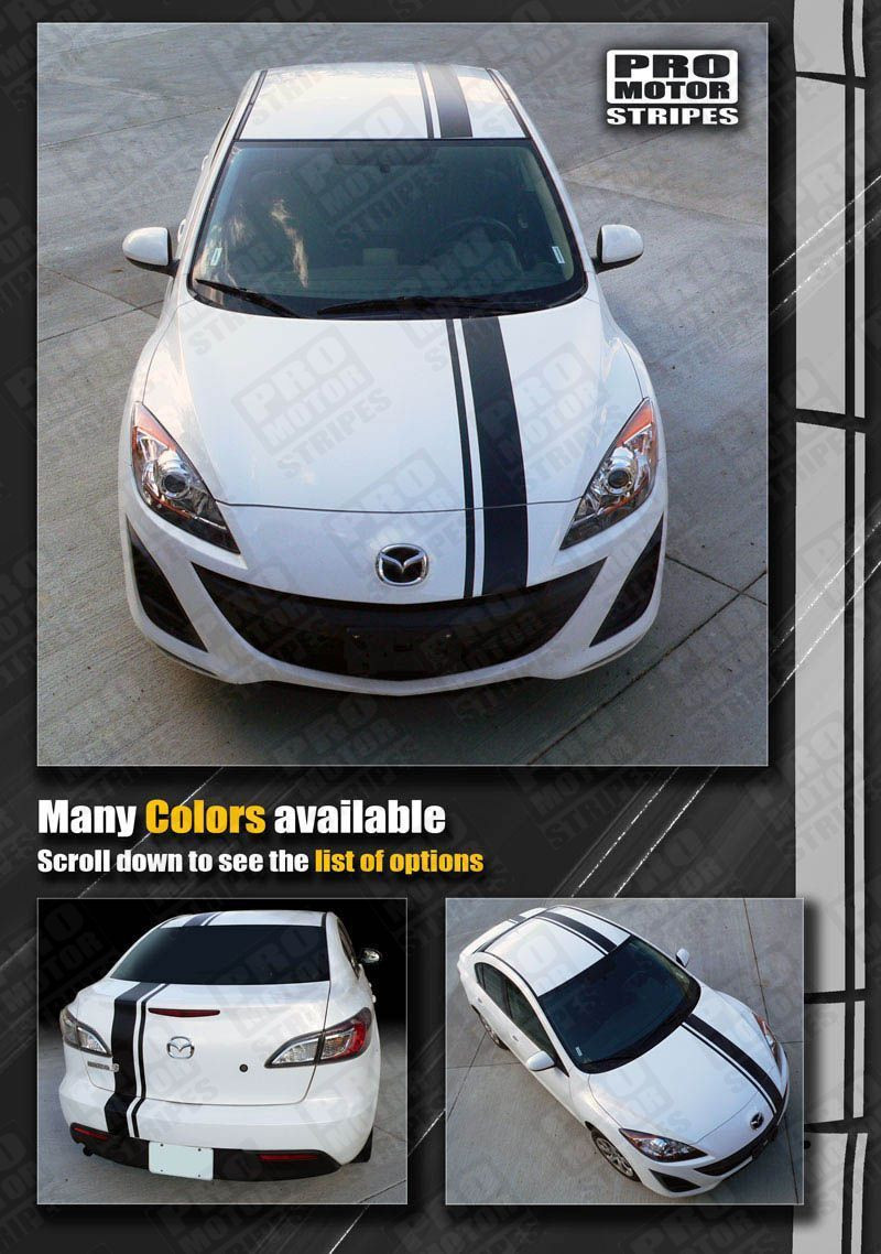 Mazda 3 2009-2013 Coupe Offset Rally Racing Stripes Decals (Choose Color)