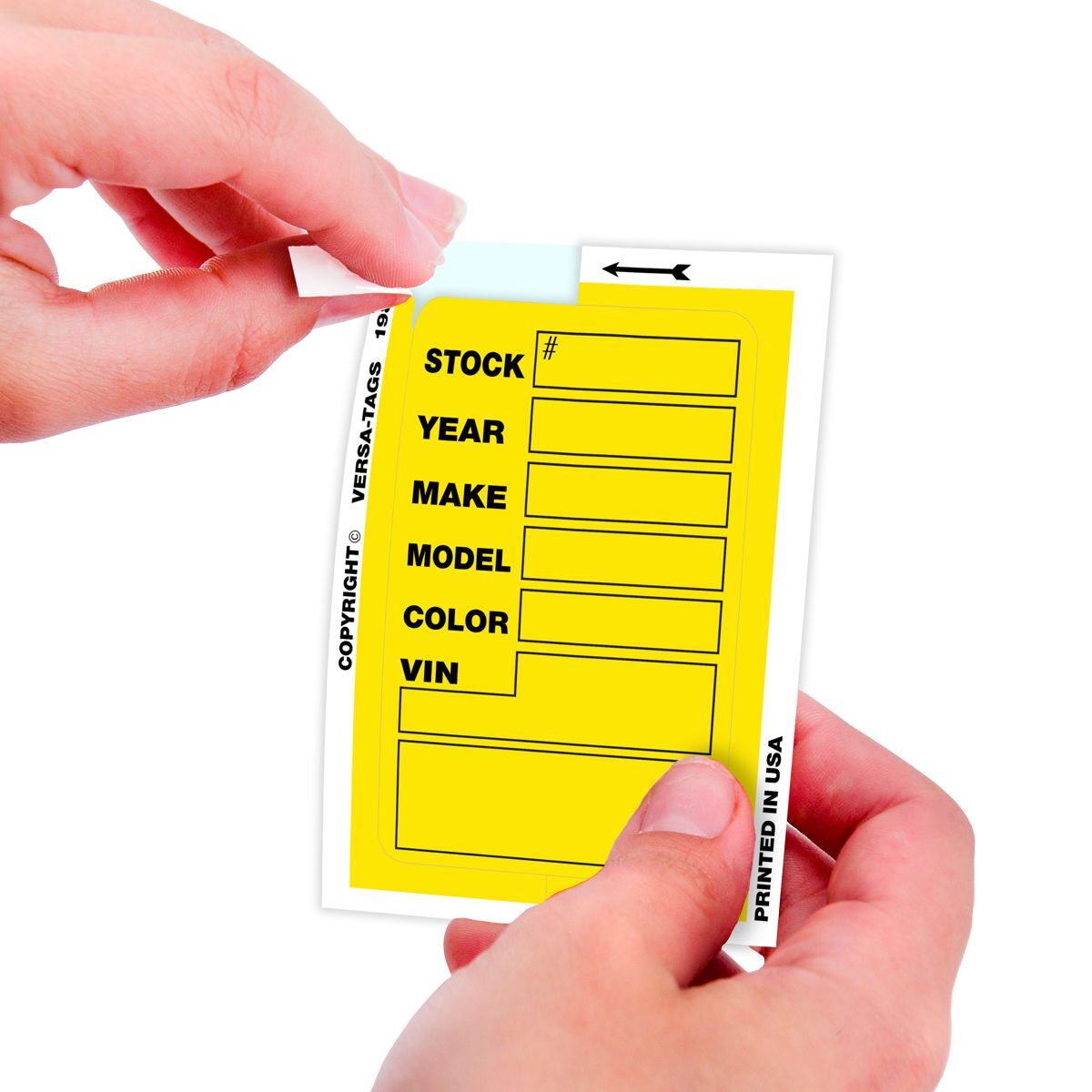 Car Dealer Inventory Stock Sticker Kleer Bak Versa Tag 100 pk 3″ X 4″