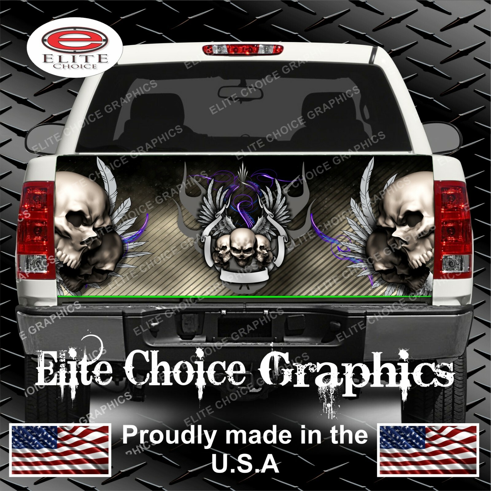 5 Skulls and Dust Truck Tailgate Wrap Vinyl Graphic Decal Sticker