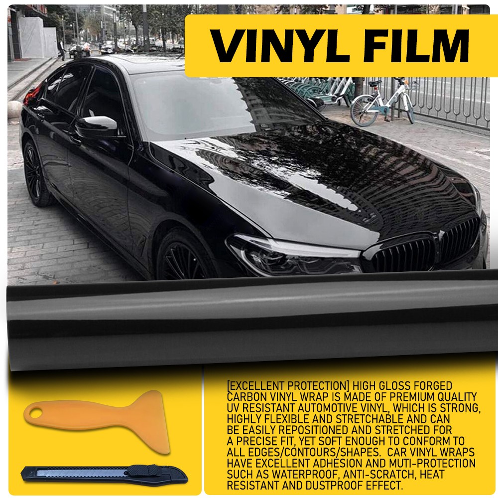 Gloss Black Vinyl Automotive Wrap Film Roll Wrap Car Stickers 59IN x 11.8IN EOA