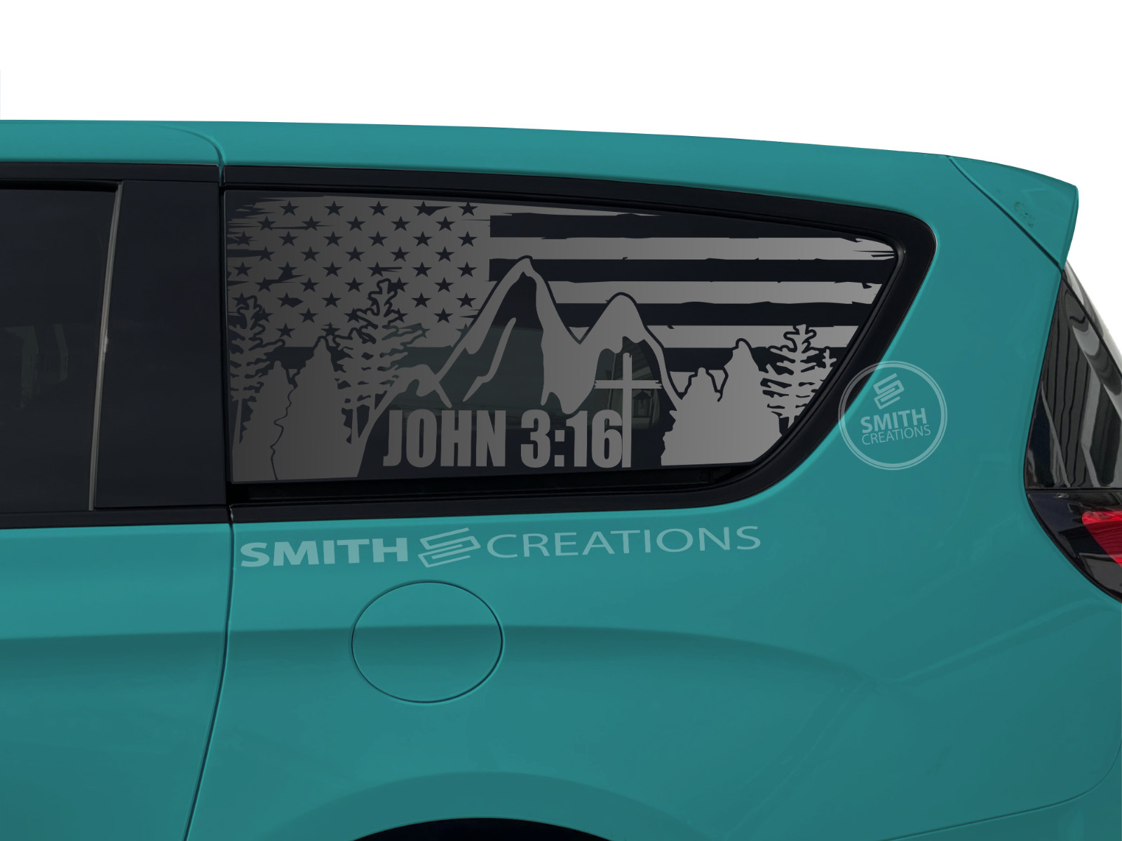 Fits 2017-2026 Chrysler Pacifica & Voyager John 3:16 Tattered Mountain Decal