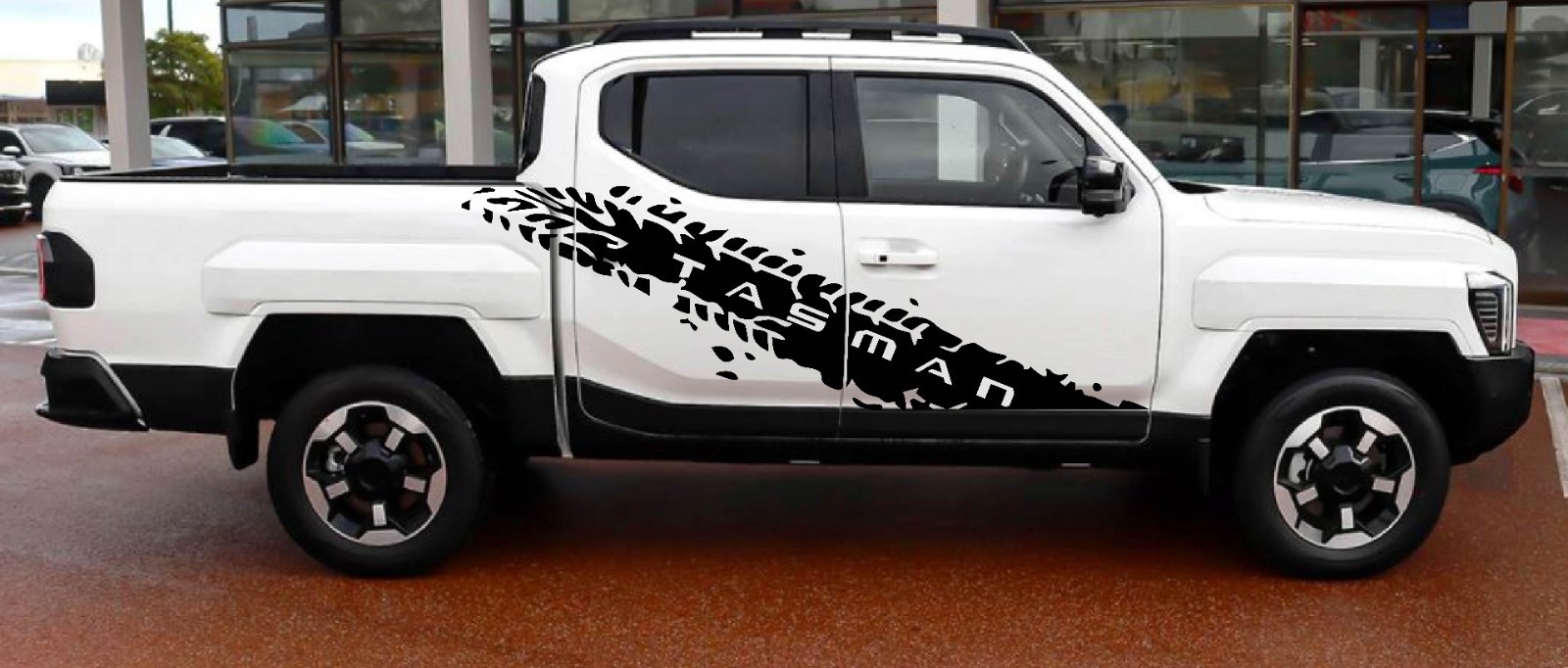 Kia Tasman Tyre Track Side Door Decals Any Colour Stickers Premium Graphics