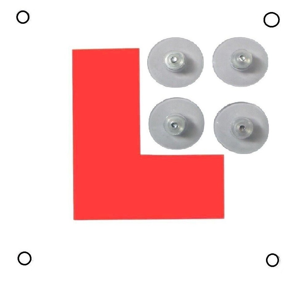 2x Fully Magnetic Lerner L Plates With Suction Cup Car Legal DVLA Approved