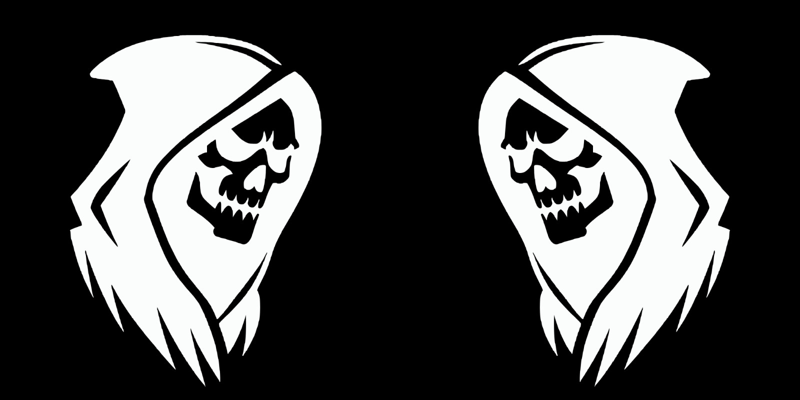 Evil Skull Death Grim Reaper Head Die Cut Vinyl Decal Sticker Left Right or Pair