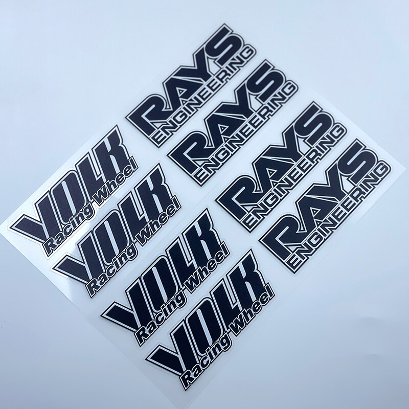 NEW 8pcs JDM Japan Black Rays Engineering VOLK Racing TE37 Wheel decals sticker