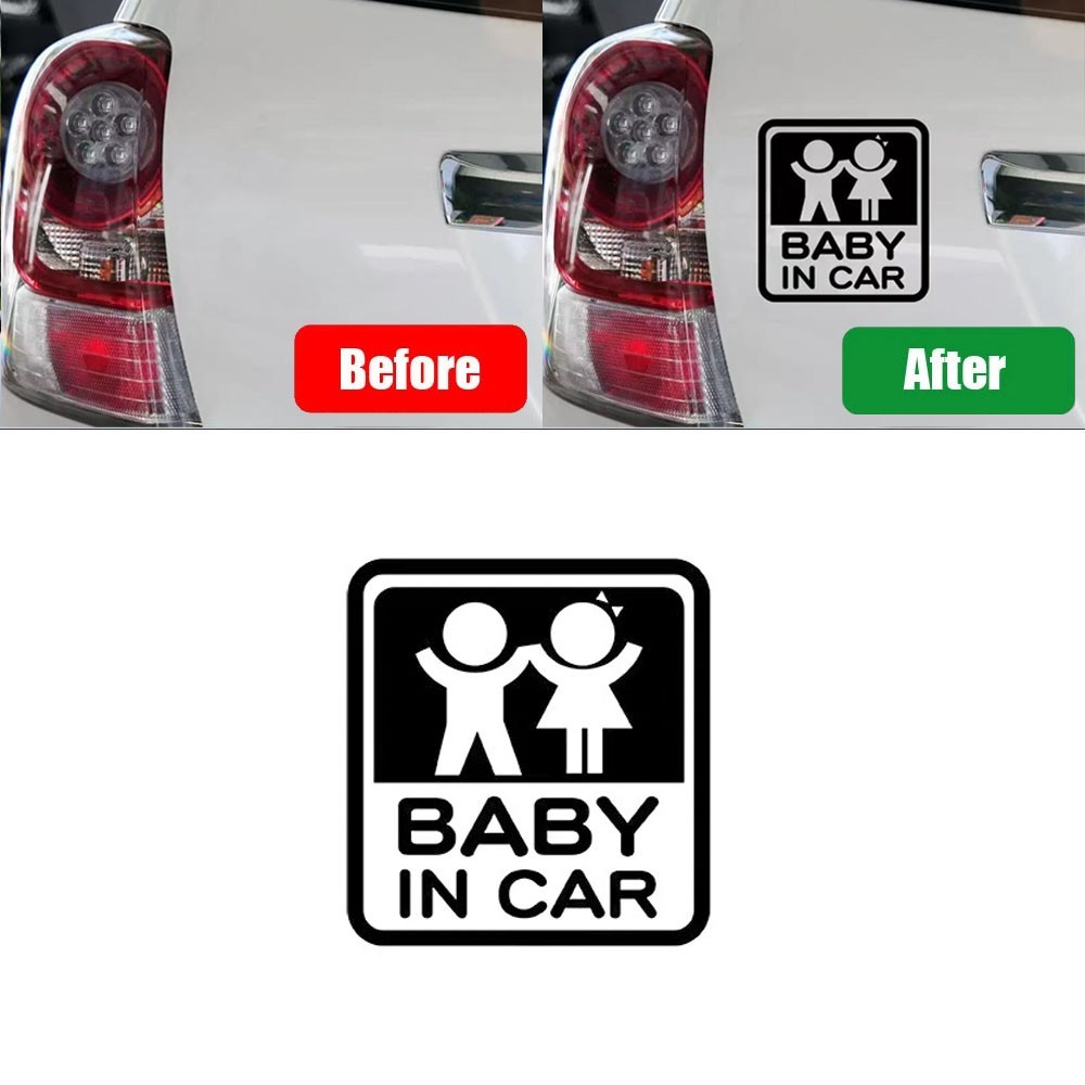 1PCS Car Exterior Baby Warning Sticker Waterproof Self-Adhesive Paper Black