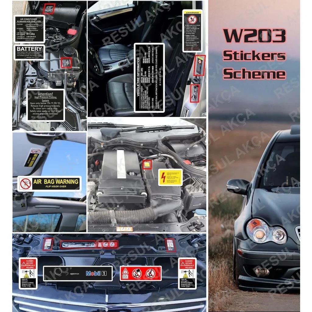 Decal Set Stickers For Mercedes-Benz W203 C Class All Models Best Quality
