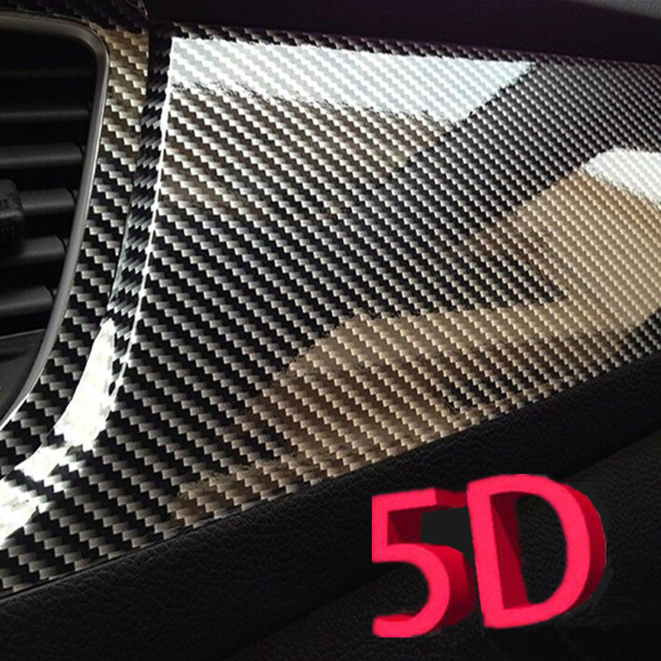 Auto Accessories 5D Gloss Black Pickup Carbon Fiber Vinyl Wrap Sheet Sticker