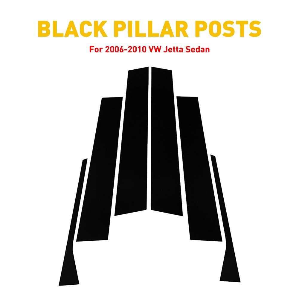 6/12x Door Trim Posts For Pillar 2006-2010 VW Gloss Sedan Jetta Black Trim Cover