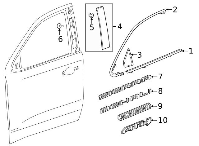 Genuine GM Front Driver Side Door Window Frame Rear Applique 84945506