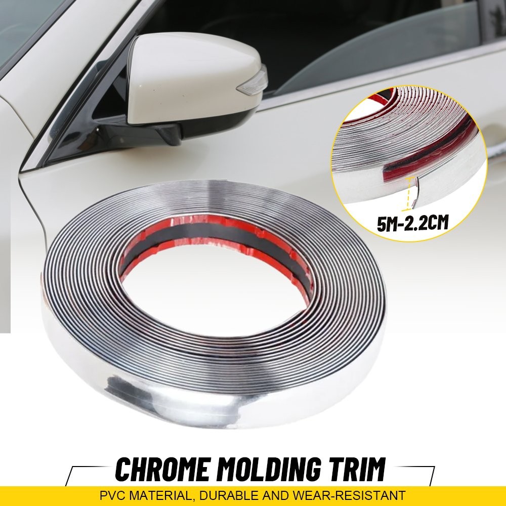 Chrome Trim Molding, Body Side Trim Strip for Car/Truck Bumper Door Window Guard