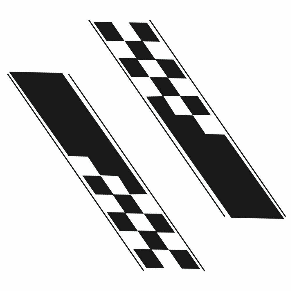 2X Sport Rally Racing Plaid Car Body Side Door Skirt Fender Stripe Decal Sticker