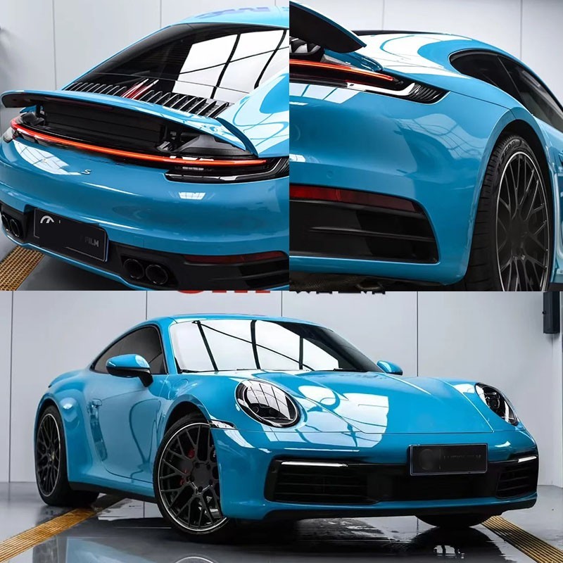 5FTx50FT PET Crystal Miami Blue Vinyl Wrap US Stock Gloss Car Wrap