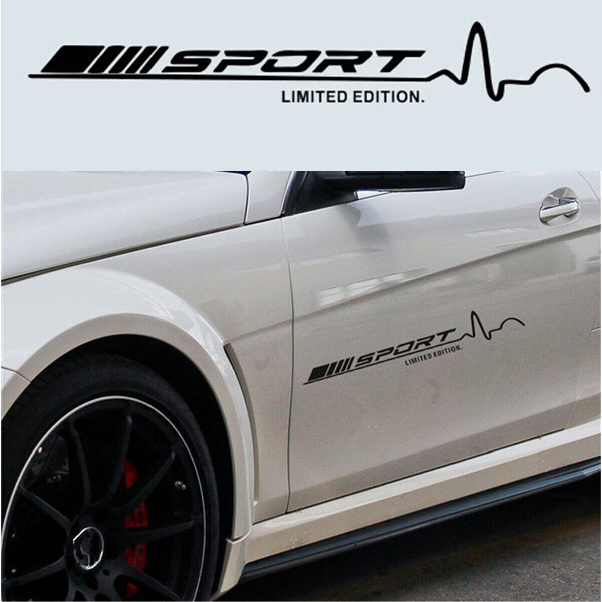 2pcs Car Truck Door Sport Black Vinyl Self-sticking Decal Sticker 78 x 11.5CM