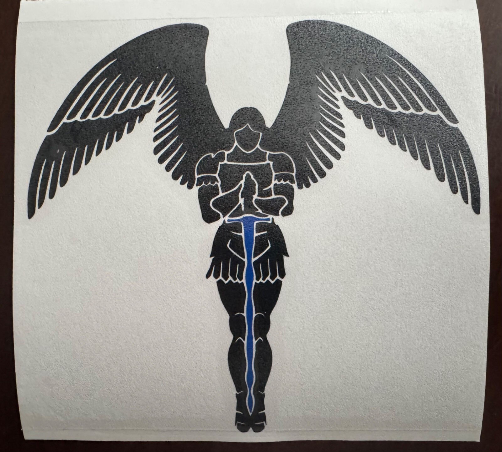 Saint Michael Blue Line Police LEO With Reflective Blue Sword DECAL