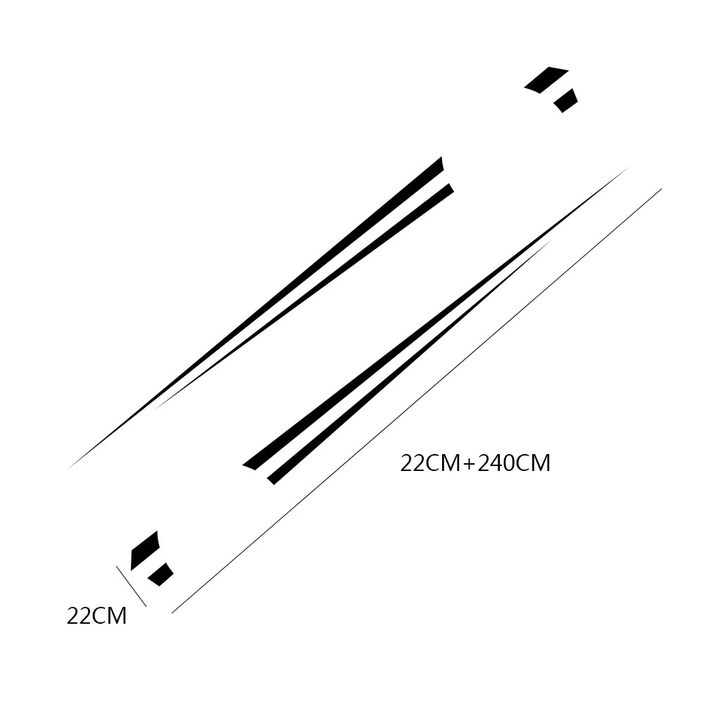 2PCS Long Side Stripe Vinyl Car Decal Racing Sport DIY Auto Decoration Decal Set