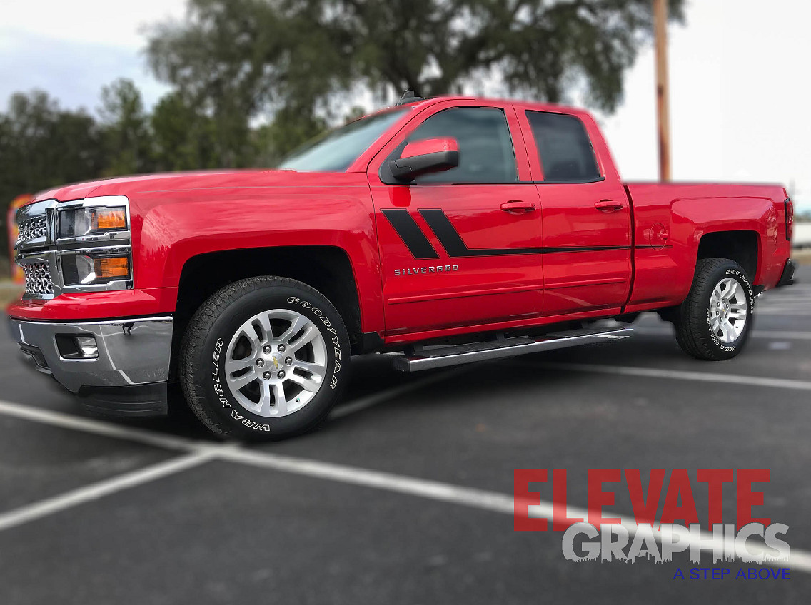 Fits Chevy Silverado Side Race Stripes Vinyl Graphics Decals Stickers 2007-2023