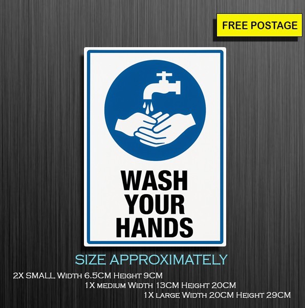 Wash Your Hands Sign, Self Adhesive Waterproof Vinyl Sticker