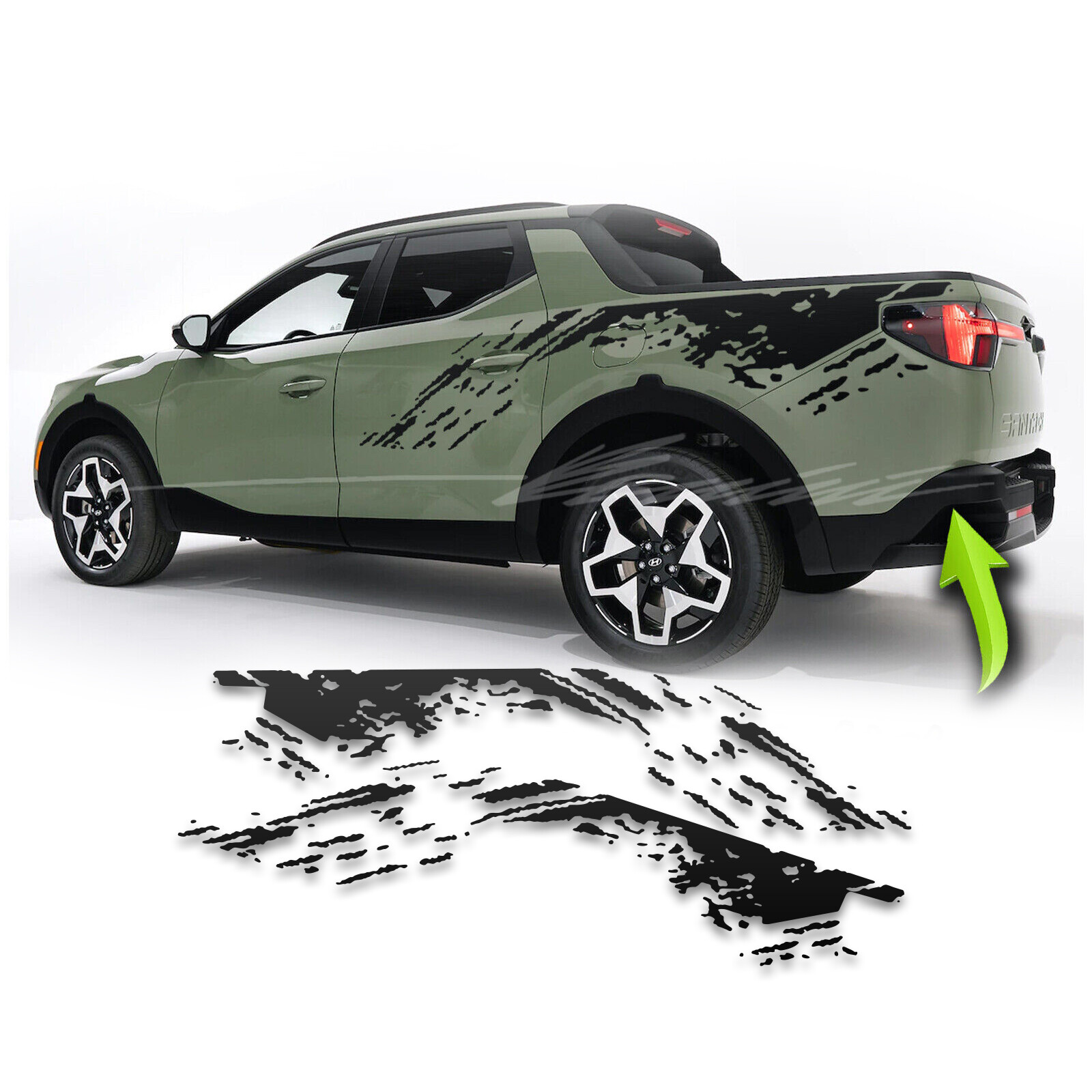 Side Mud Splash Bed Racing Stripes Decals 1 Fits 2022 &up Hyundai Santa Cruz