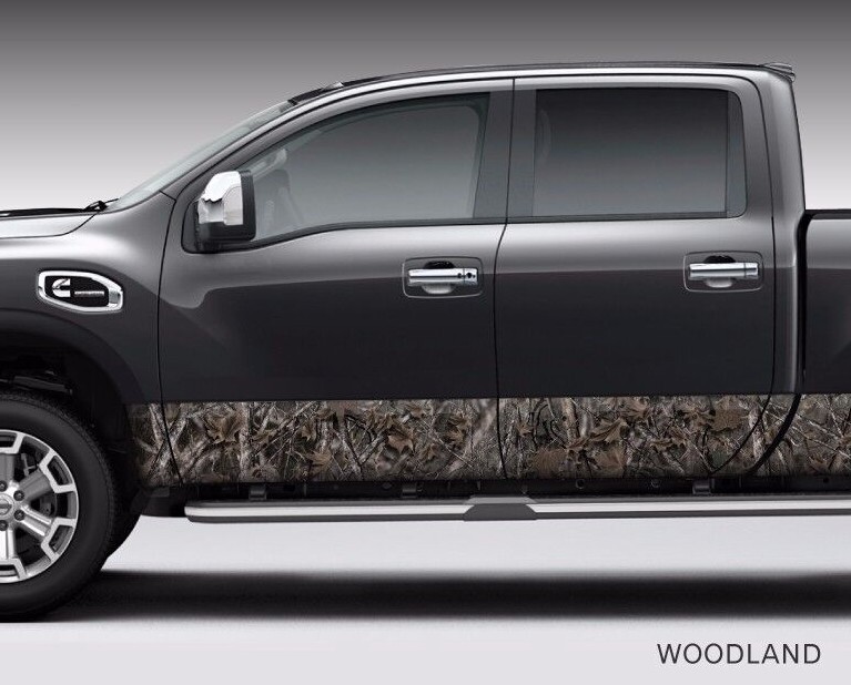 Camo “Woodland” Rocker Panel Graphic Decal Wrap Kit Truck SUV – 6 Size Options